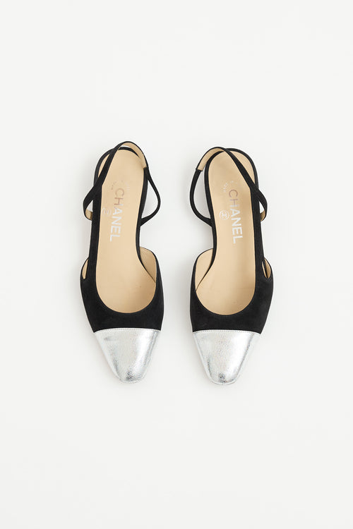 Chanel Suede & Leather Slingback Flat