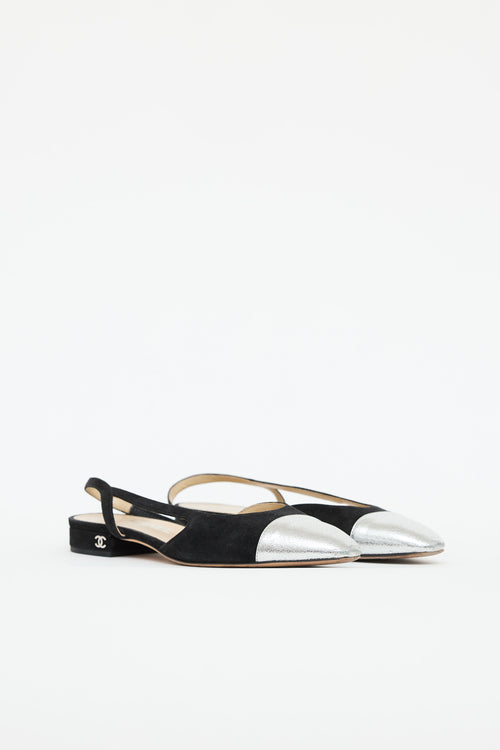 Chanel Suede & Leather Slingback Flat