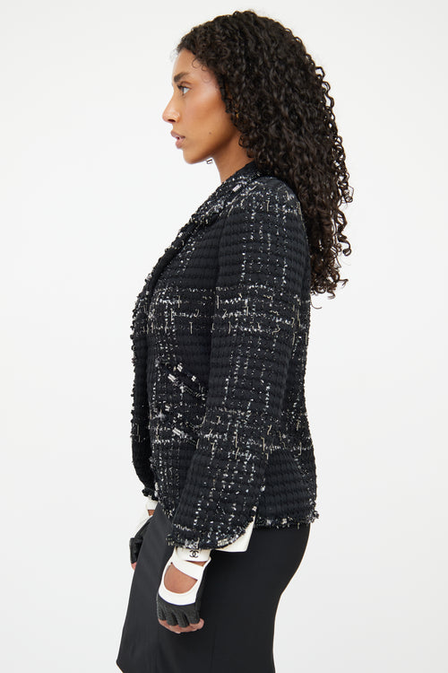 Chanel Black & Silver Tweed Jacket Blazer