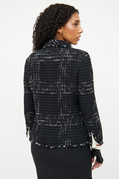 Chanel Black & Silver Tweed Jacket Blazer
