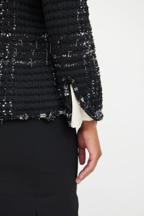 Chanel Black & Silver Tweed Jacket Blazer