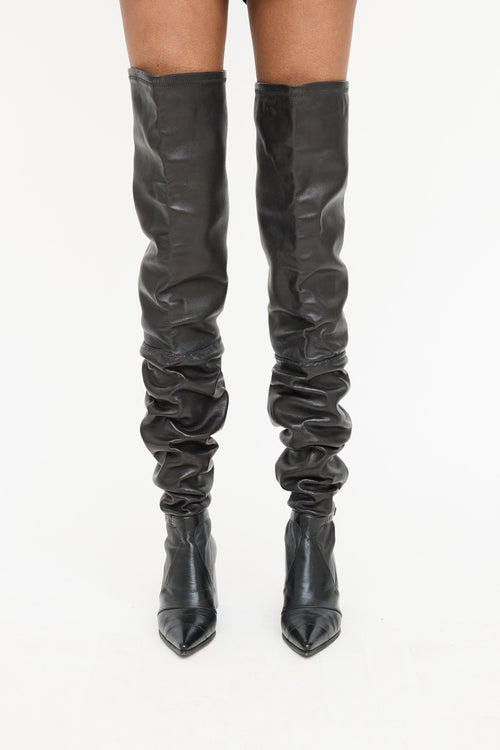 Chanel Leather Thigh High Boot