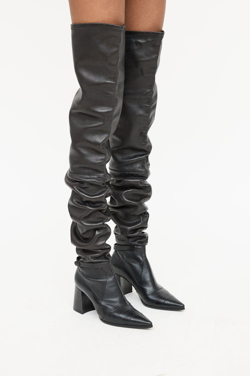 Chanel Leather Thigh High Boot