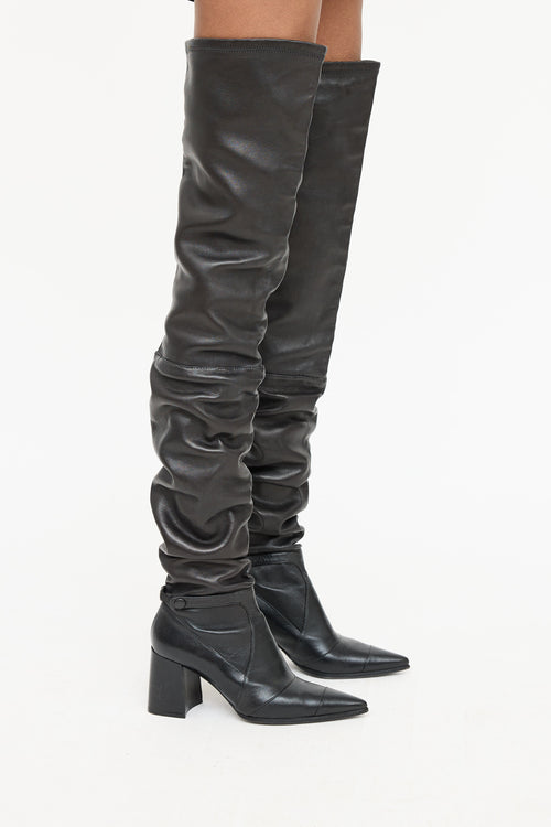 Chanel Leather Thigh High Boot