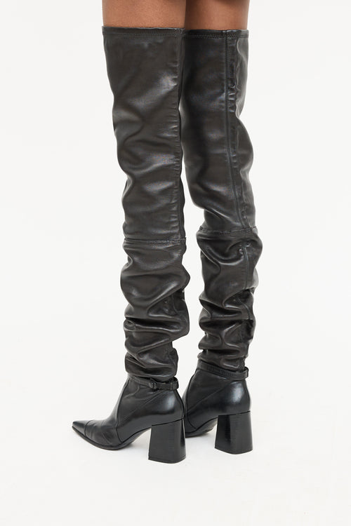 Chanel Leather Thigh High Boot
