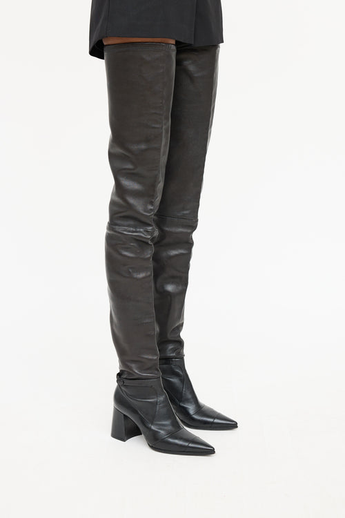 Chanel Leather Thigh High Boot