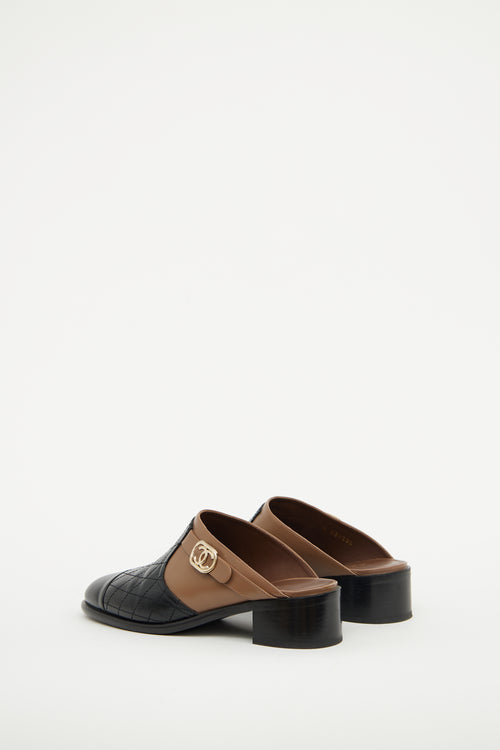 Chanel Black & Brown 16B Quilted Mule