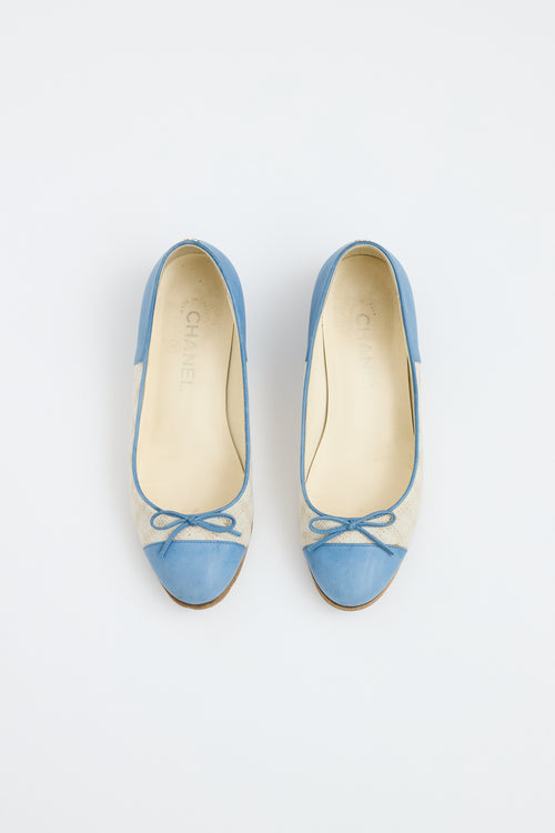 Chanel Blue & Beige Leather Flat