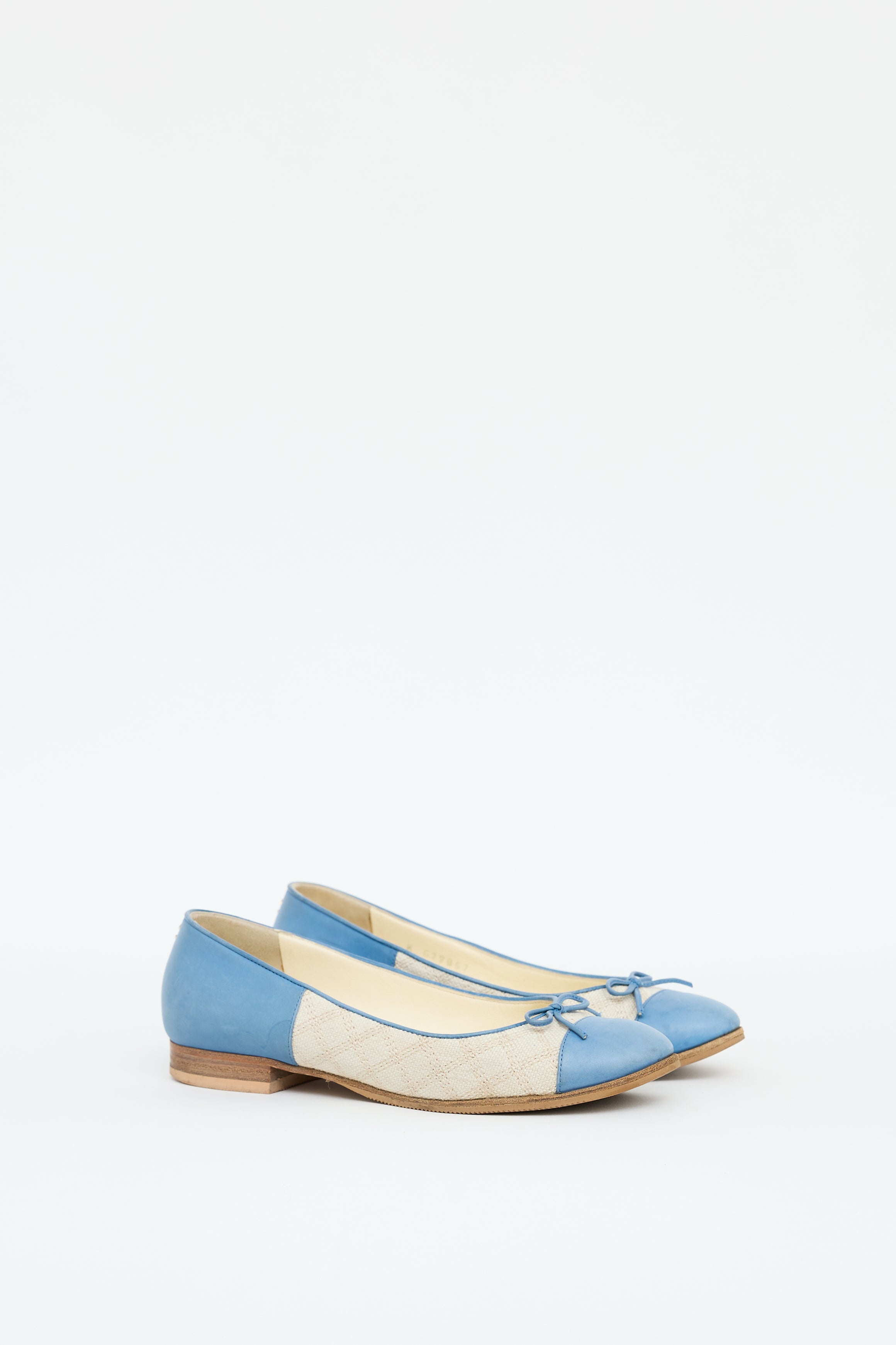 Chanel Blue & Beige Leather Flat
