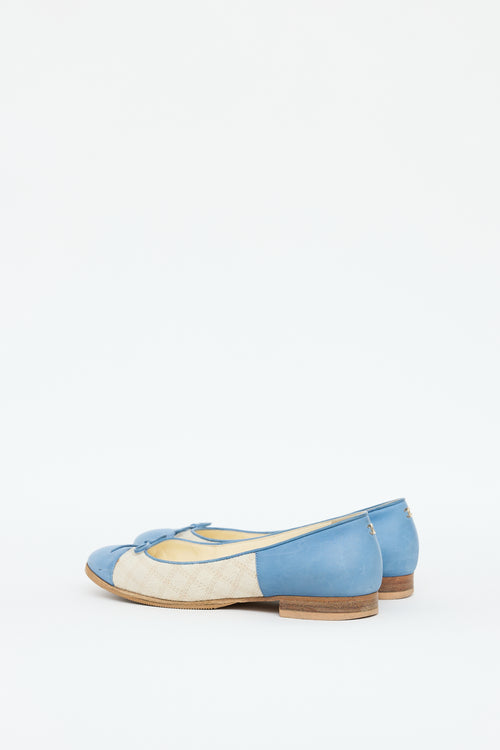 Chanel Blue & Beige Leather Flat