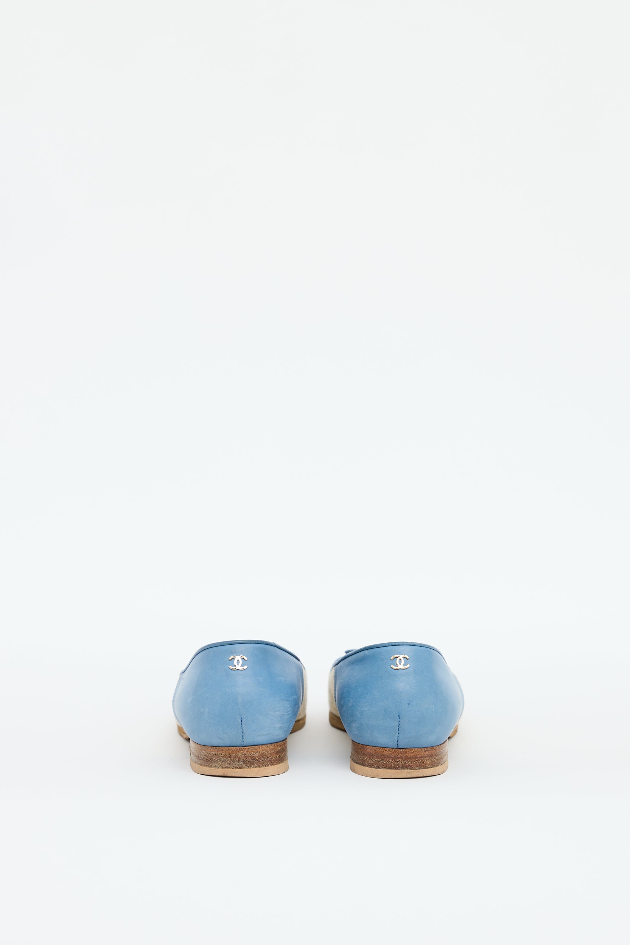 Chanel Blue & Beige Leather Flat