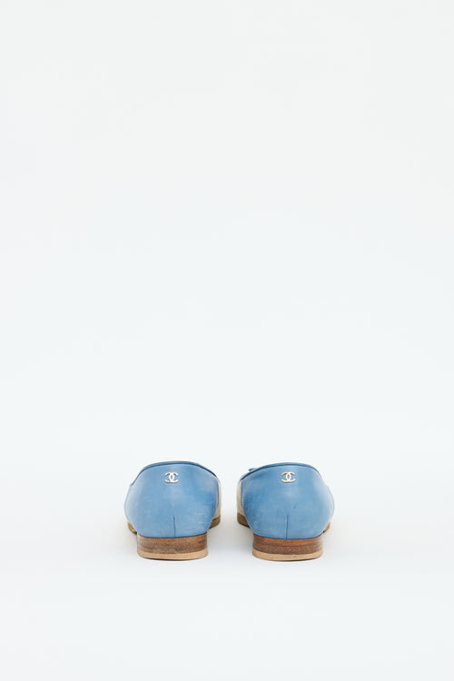 Chanel Blue & Beige Leather Flat