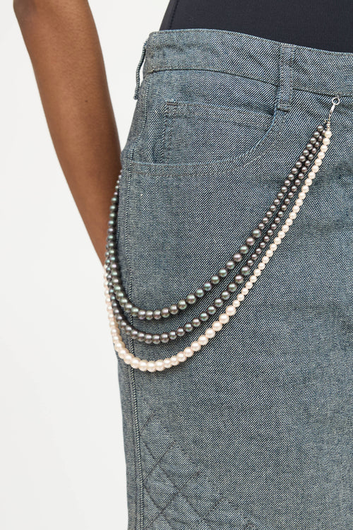 Chanel Cruise 2002 Denim Embellished Skirt