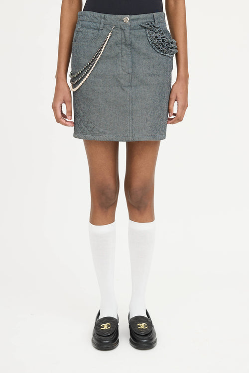 Chanel Cruise 2002 Denim Embellished Skirt