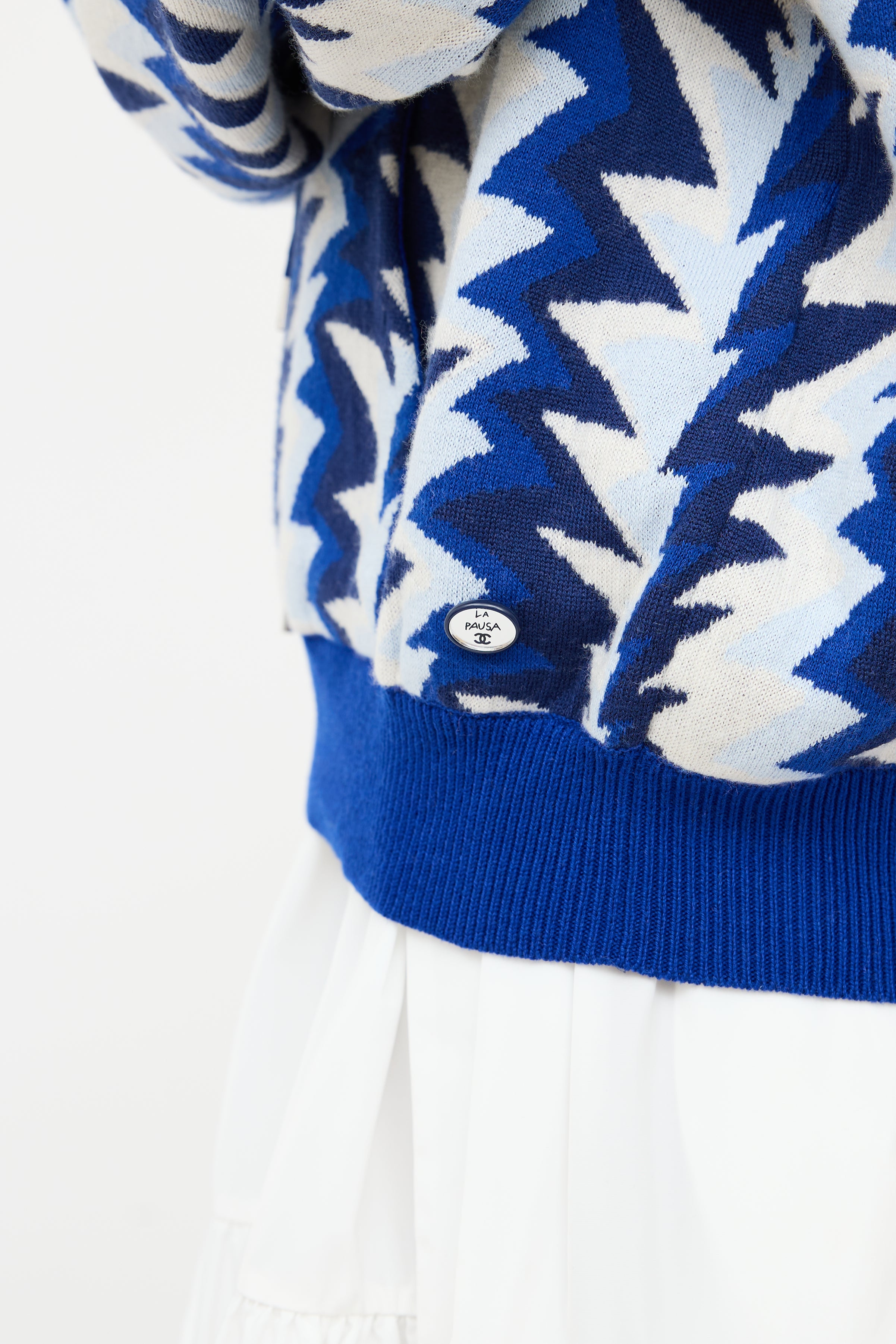 Chanel Blue & Multi 2019 Colour Pattern Knit Hoodie