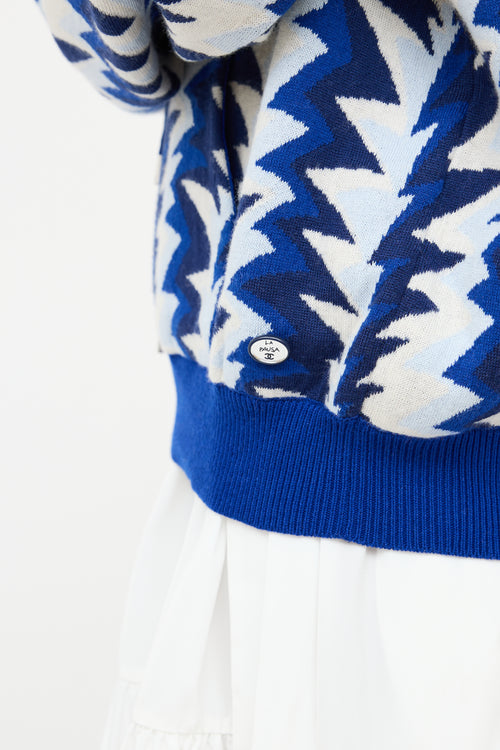 Chanel Blue & Multi 2019 Colour Pattern Knit Hoodie