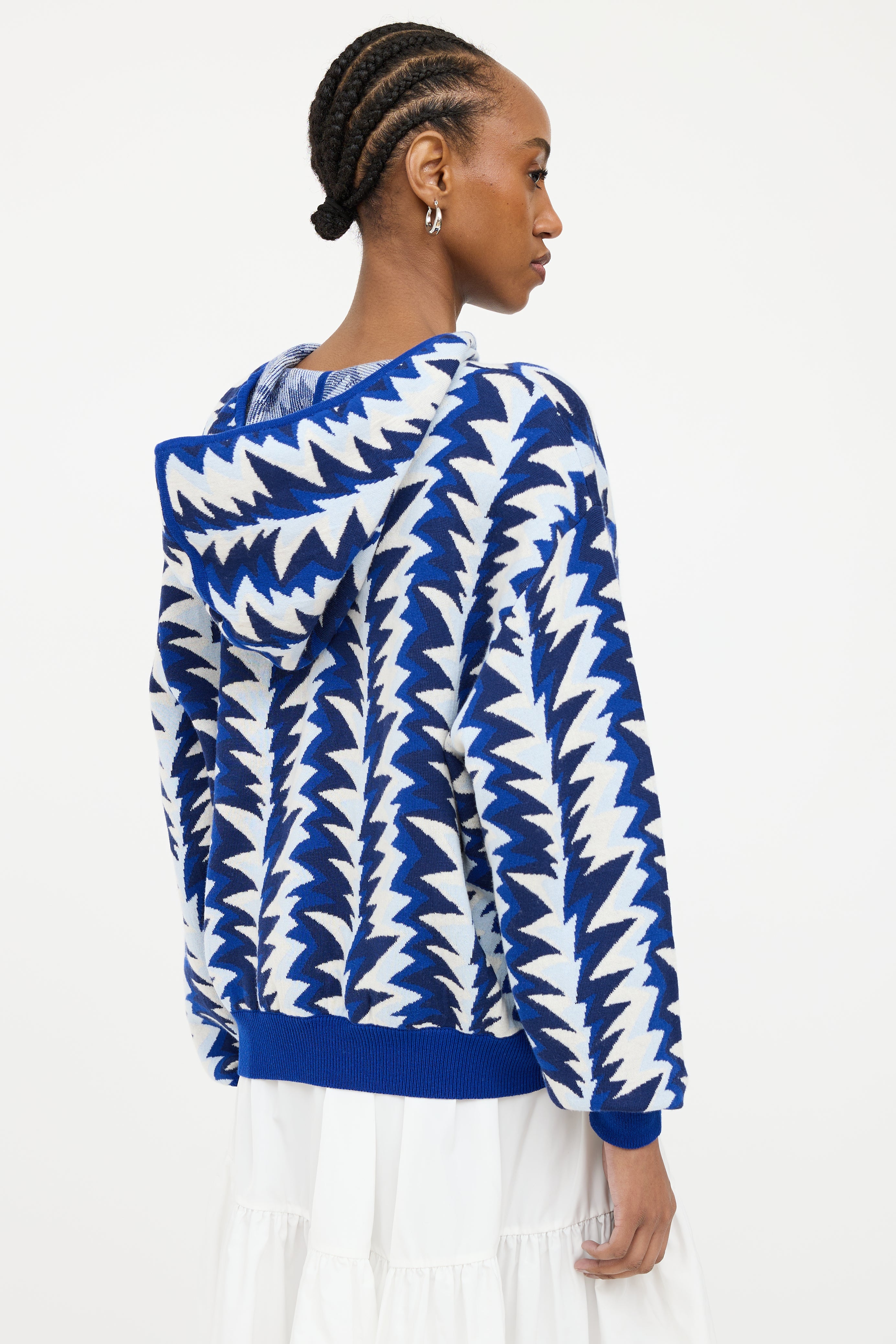 Chanel Blue & Multi 2019 Colour Pattern Knit Hoodie