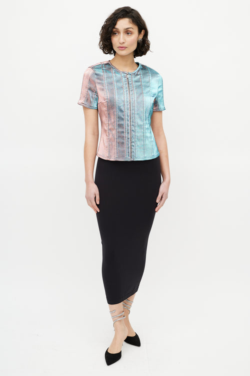 Chanel Blue & Purple Iridescent Front Zip Top