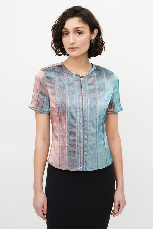 Chanel Blue & Purple Iridescent Front Zip Top