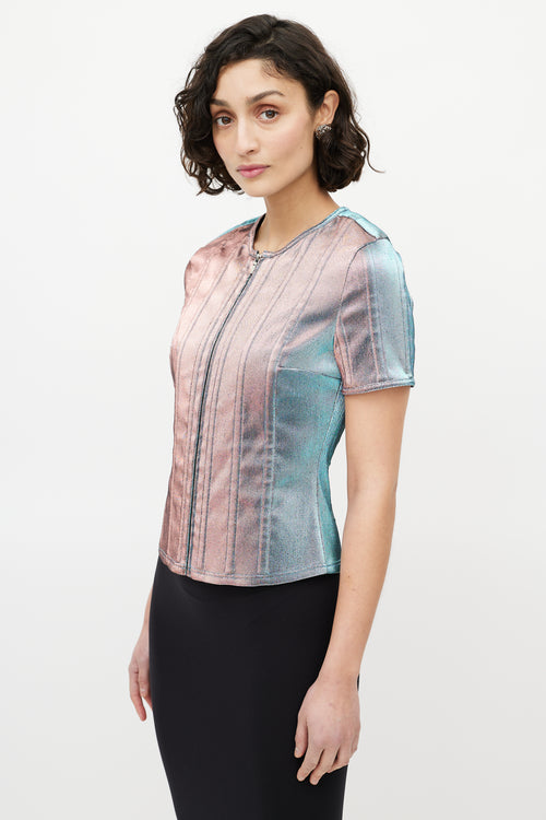 Chanel Blue & Purple Iridescent Front Zip Top