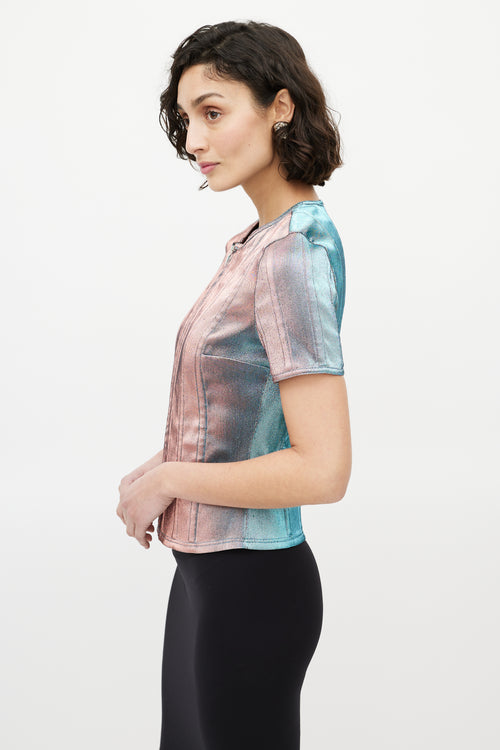 Chanel Blue & Purple Iridescent Front Zip Top