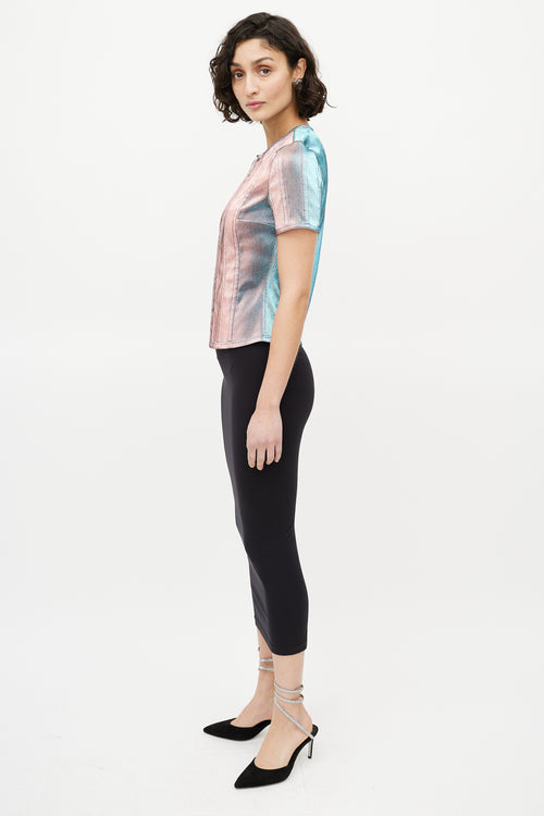 Chanel Blue & Purple Iridescent Front Zip Top