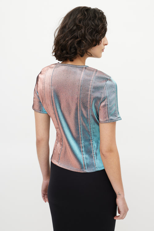 Chanel Blue & Purple Iridescent Front Zip Top