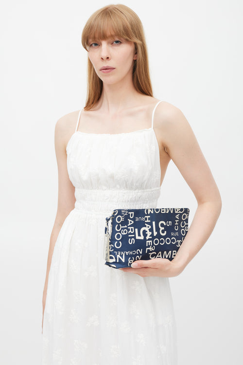 Chanel Blue & White Canvas Rue Cambon Pouch