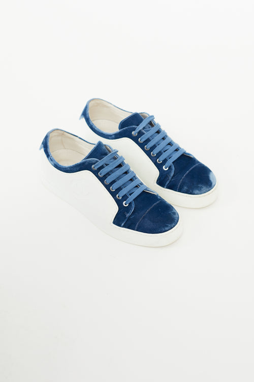 Chanel Blue & White Velvet Sneaker