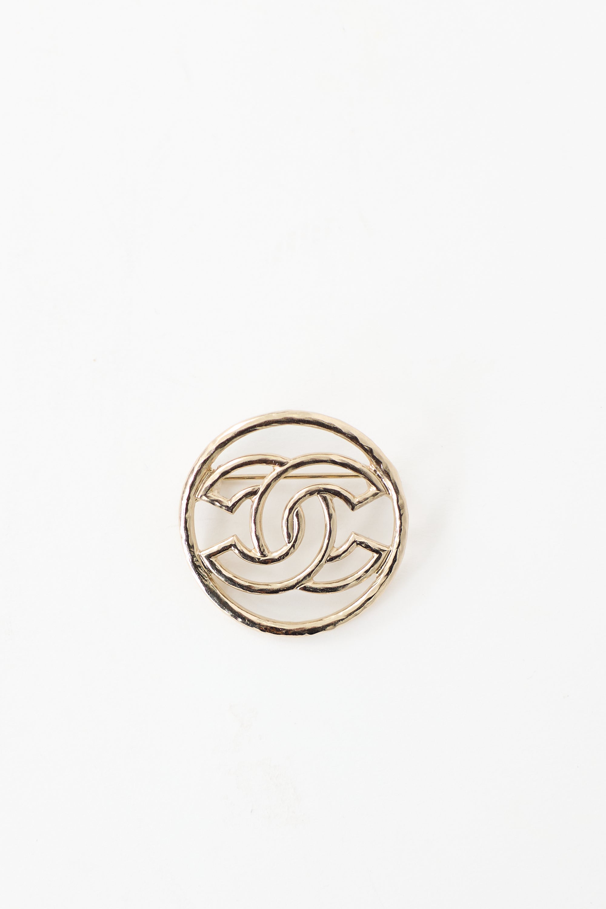 Chanel 2017 Hammered Metal CC Brooch