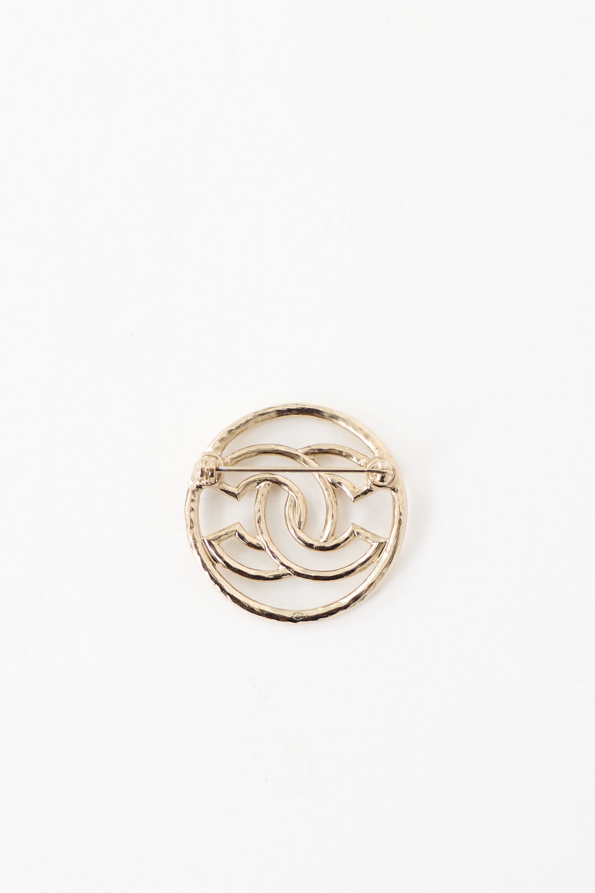 Chanel 2017 Hammered Metal CC Brooch