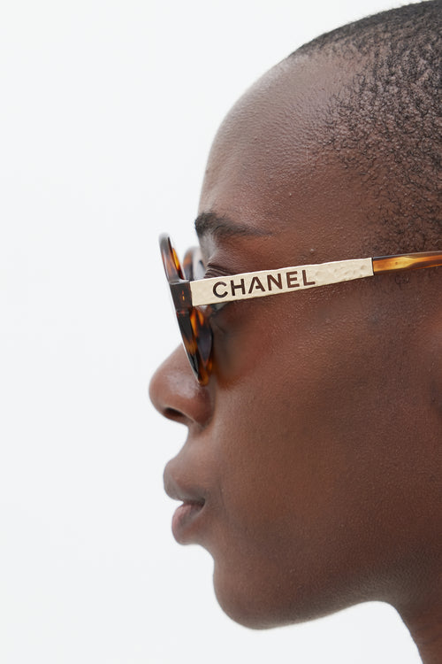 Chanel Brown & Gold 5441 Circular Sunglasses