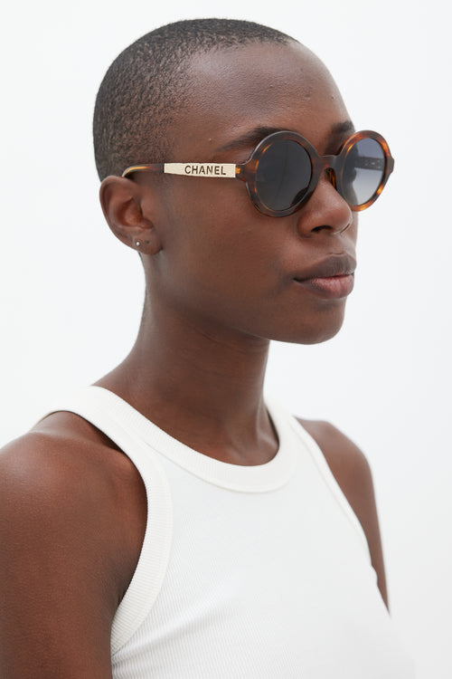 Chanel Brown & Gold 5441 Circular Sunglasses