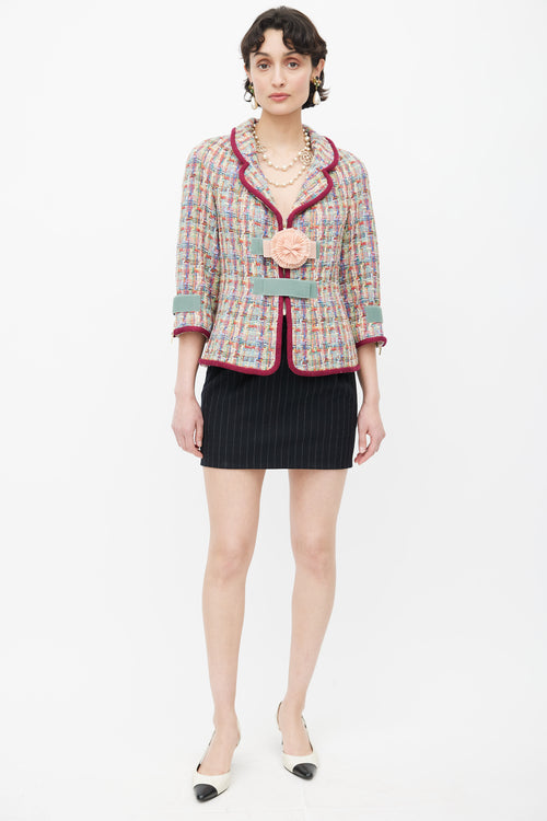 Chanel Burgundy & Multicolour Tweed Velcro Blazer
