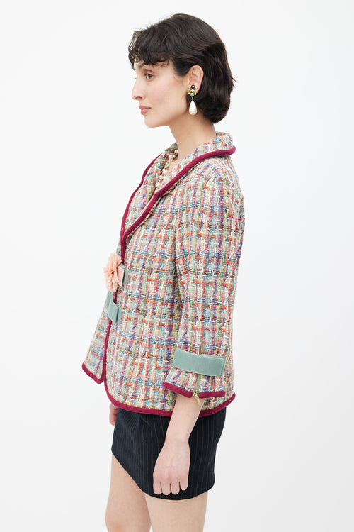 Chanel Burgundy & Multicolour Tweed Velcro Blazer