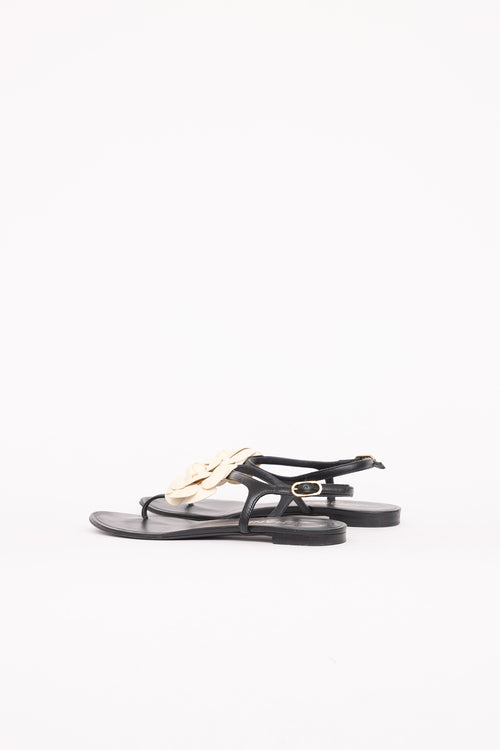 ChanelCamellia Leather T-Strap Sandal