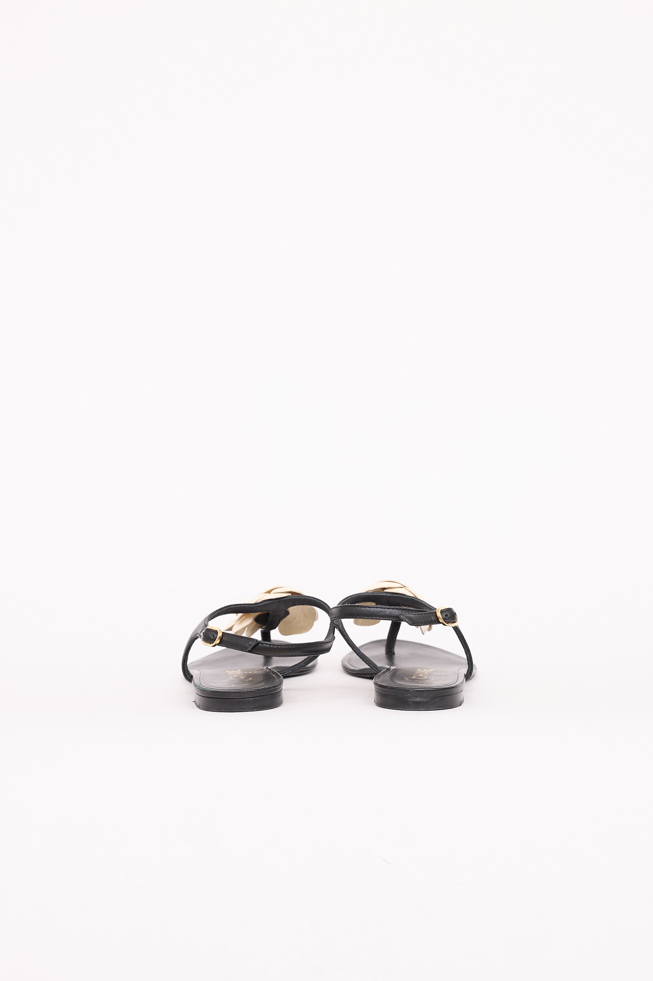 ChanelCamellia Leather T-Strap Sandal