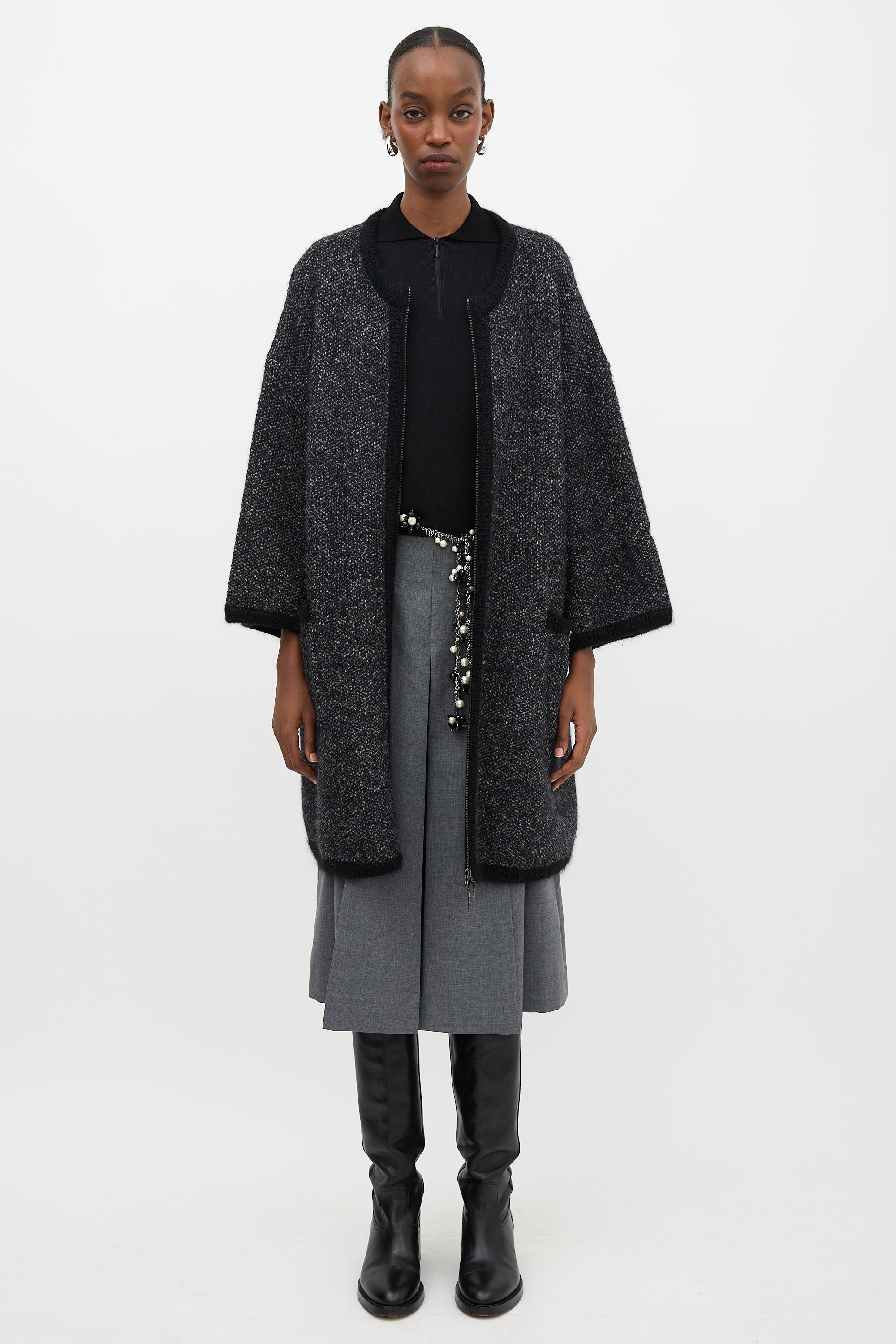 Chanel Cashmere Oversized Zip Cardigan