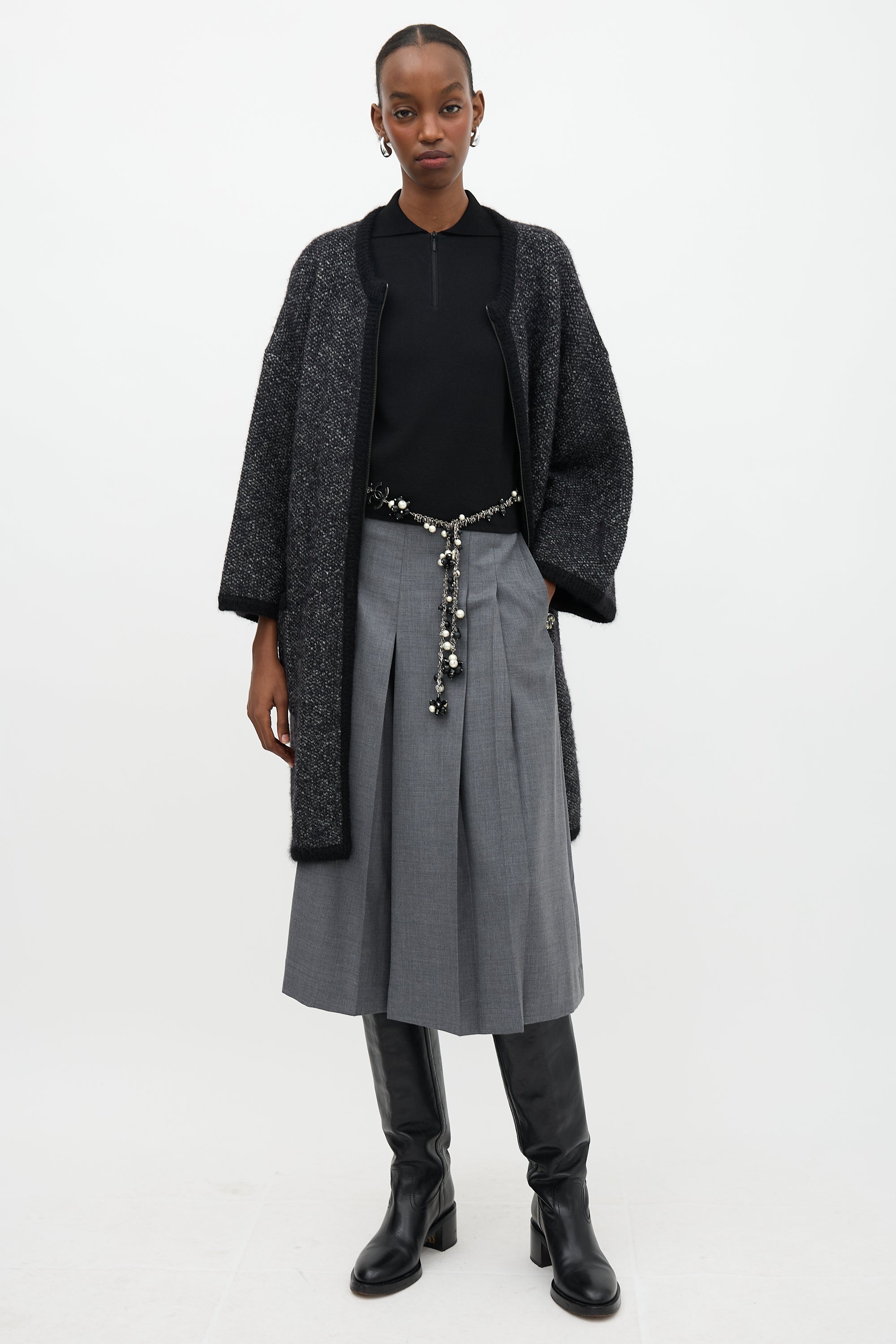 Chanel Cashmere Oversized Zip Cardigan