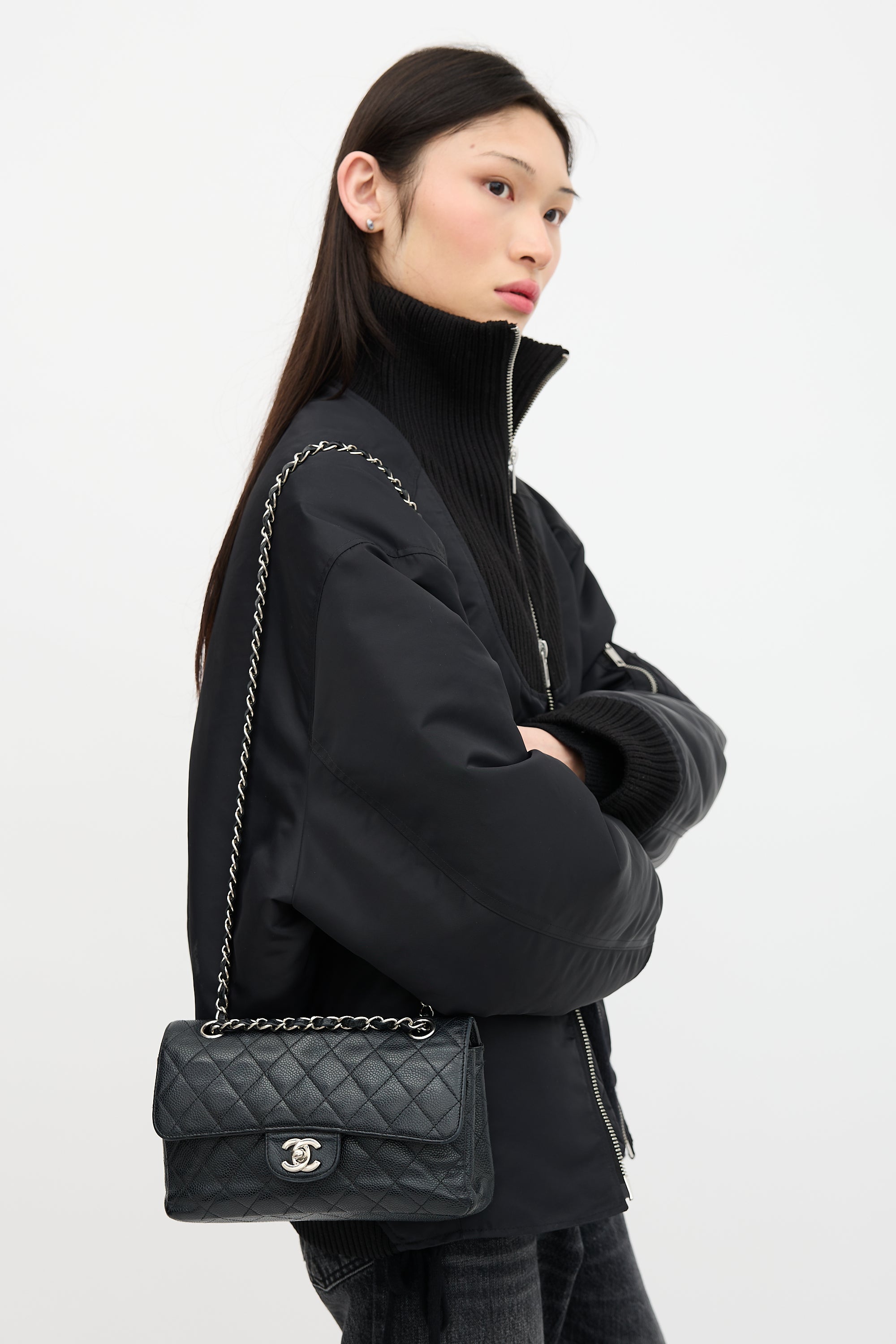 Chanel Caviar Leather Small Double Flap Bag