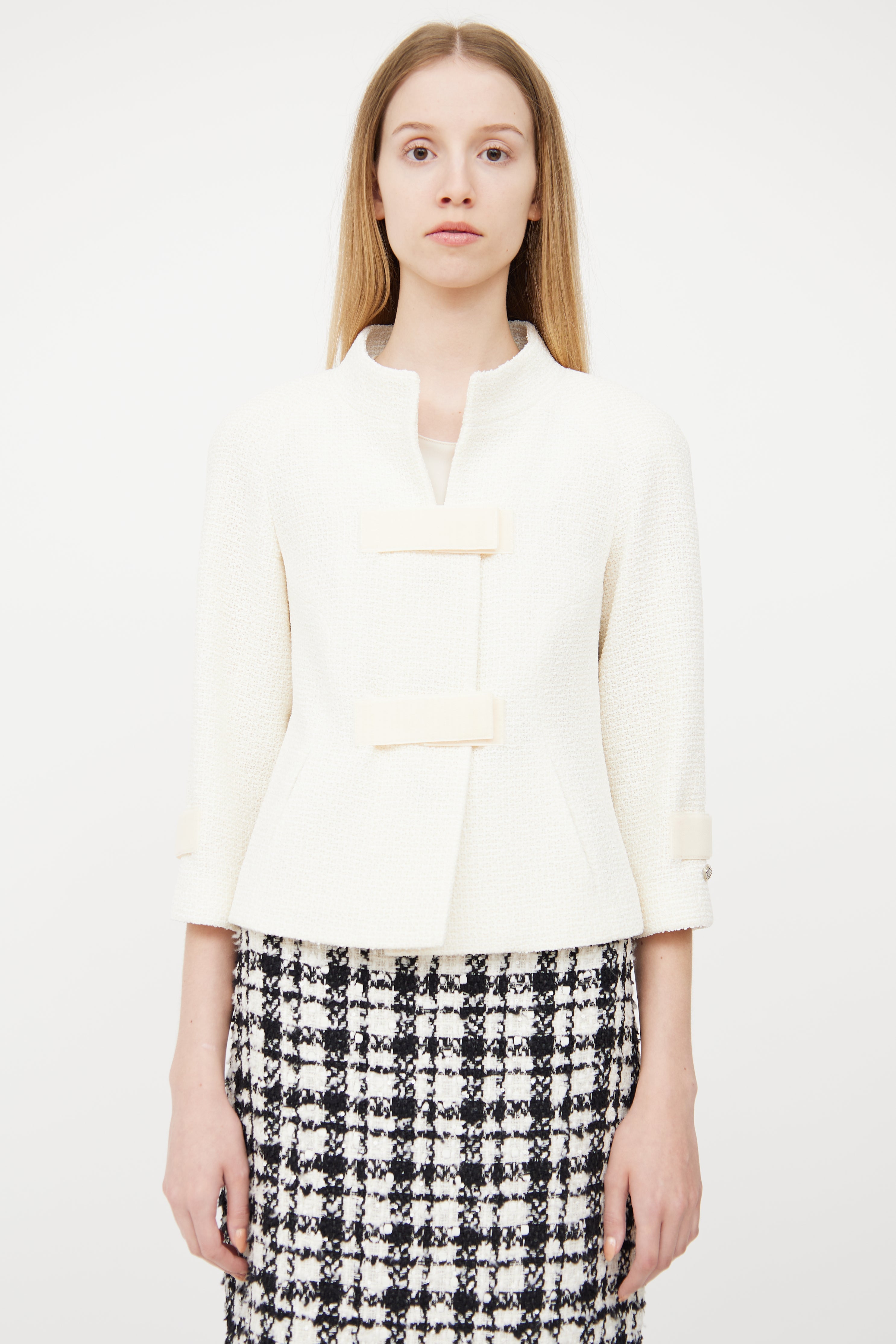 Chanel Spring 2017 Cream Tweed Blazer