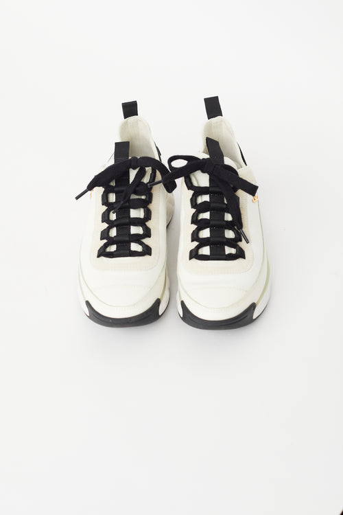 Cream & Black Logo Sneaker