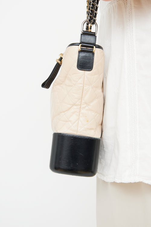 2017 Beige & Black Aged Leather Large Gabrielle Bag