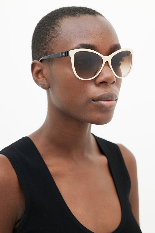Chanel Cream & Black 5281-Q Tapered Sunglasses