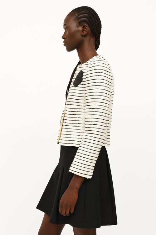 Chanel Cream & Black Sequin Camelia Blazer