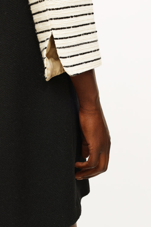 Chanel Cream & Black Sequin Camelia Blazer