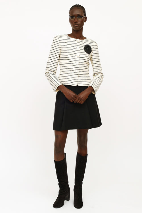 Chanel Cream & Black Sequin Camelia Blazer