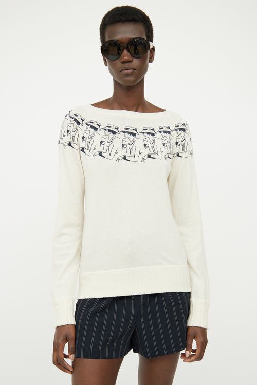 Chanel Cream Cashmere Embroidered Sweater