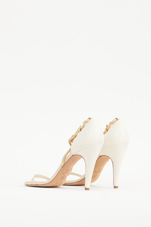 Chanel Cream & Multicolour Jeweled Pearl Pendant Heel