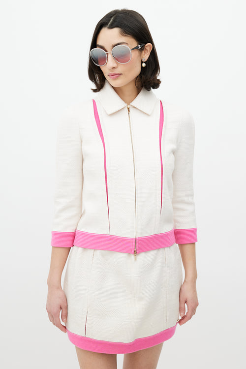 Chanel Cream & Pink Ribbed Co-Ord Set